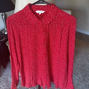 Lucky Brand Red & White Women’s Button Down Shirt